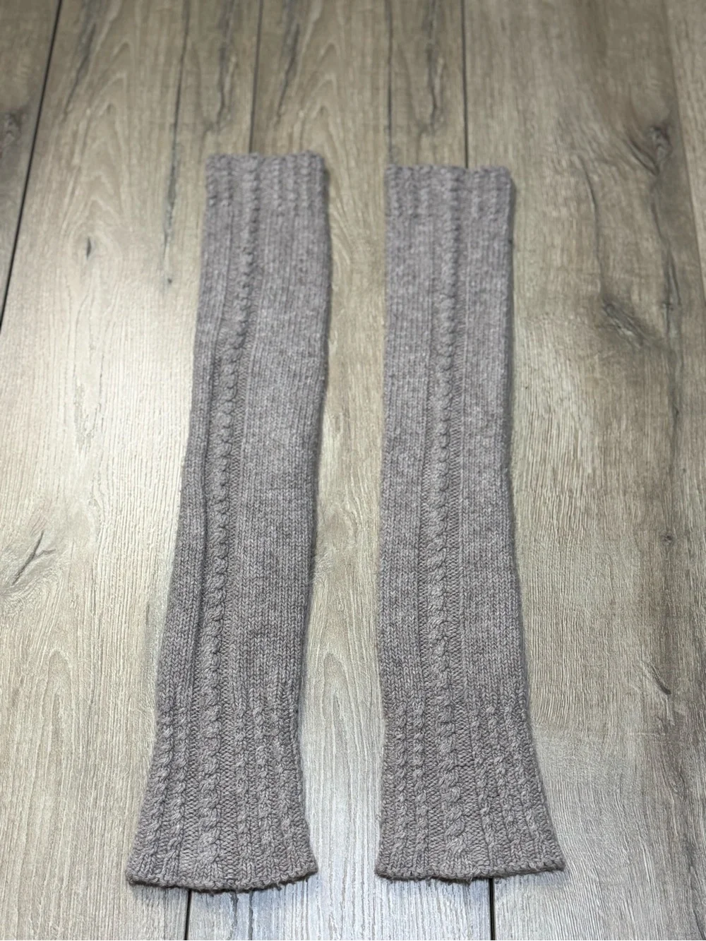 HUE Cable Knit Leg Warmers Taupe 24” Long Cozy Balletcore Boot Socks